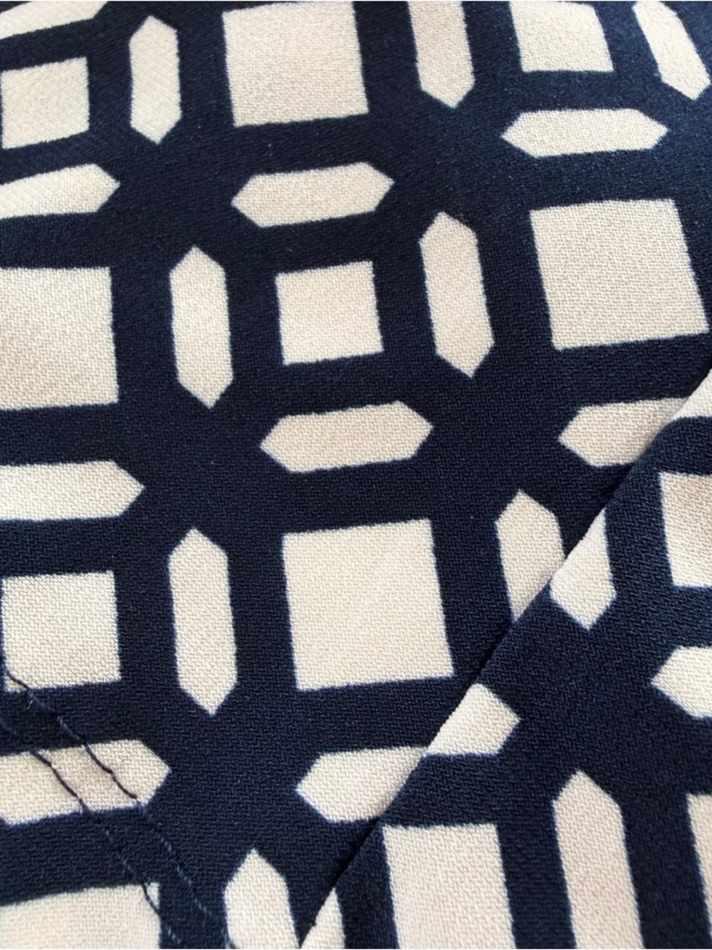 Ralph Lauren Navy and White Geometric Long-Sleeve Stretchy Dress - Picture 5 of 5